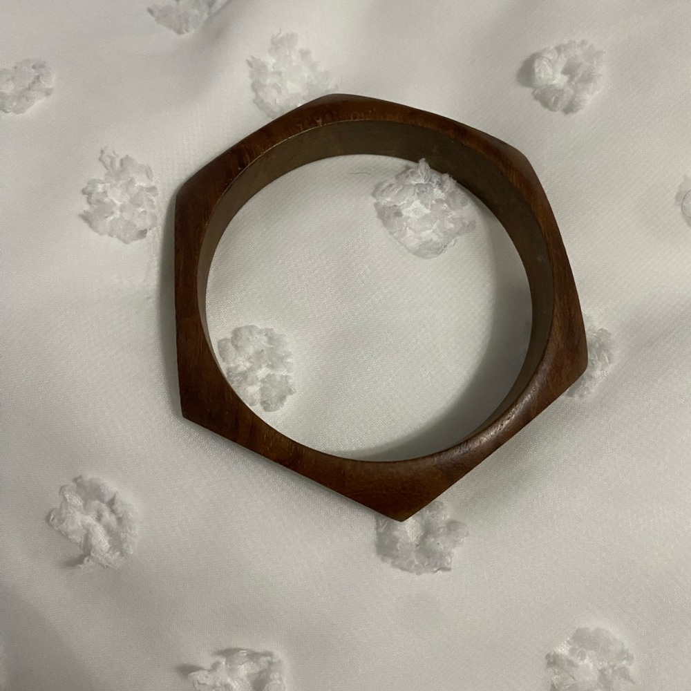 VINTAGE RETRO Wooden Geometric Abstract Bangle Bracelet